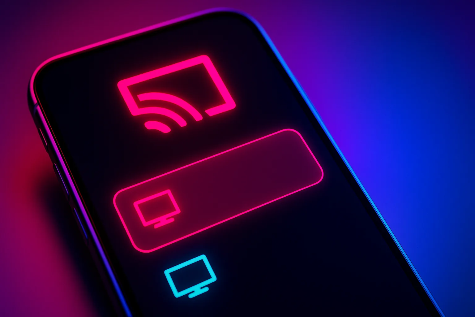 Bouton de diffusion d'un iPhone affichant la liste des appareils Google Cast du réseau