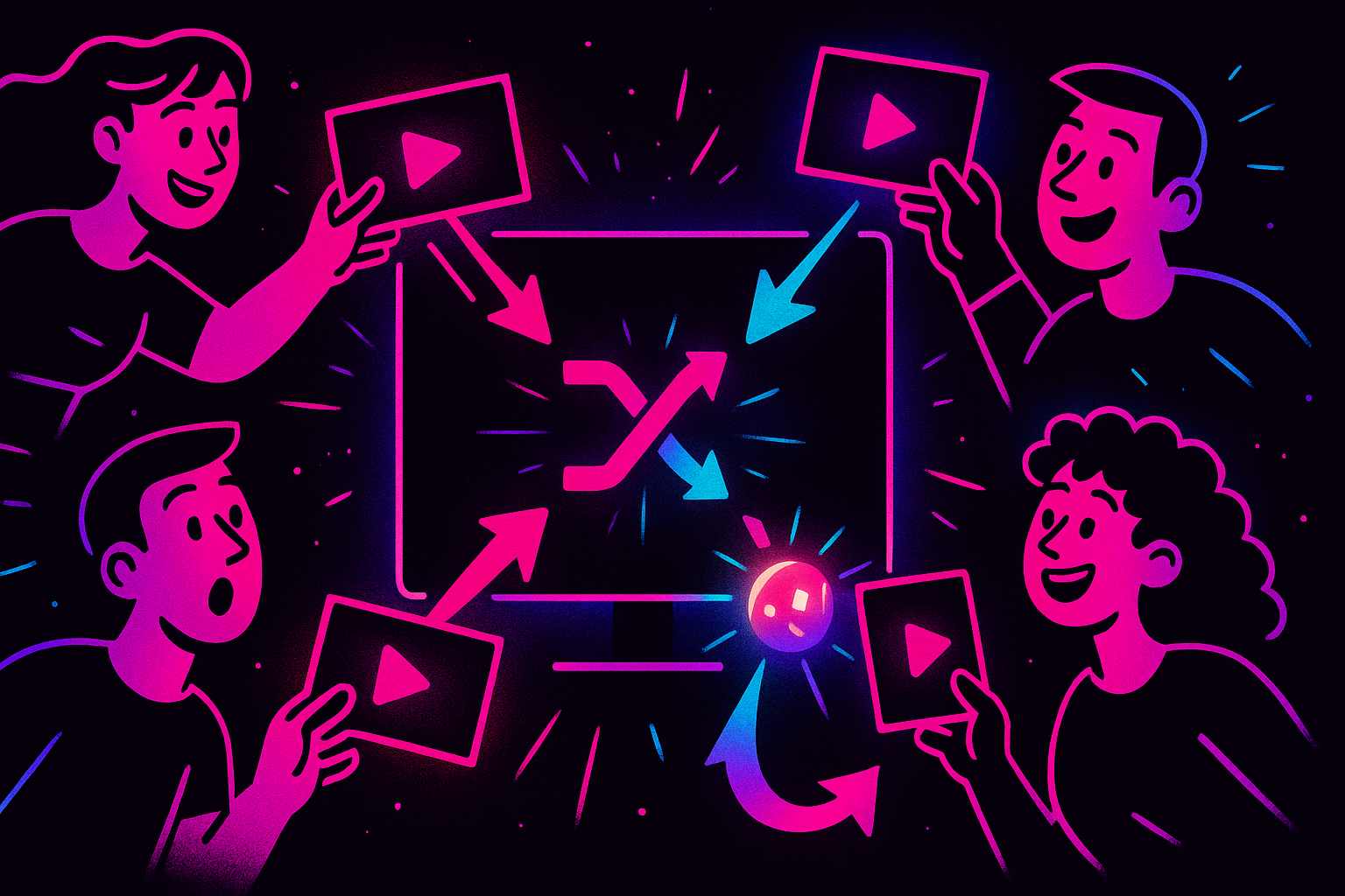 Un jukebox collaboratif où chacun propose ses vidéos YouTube et un tirage au sort désigne la suivante à regarder ensemble