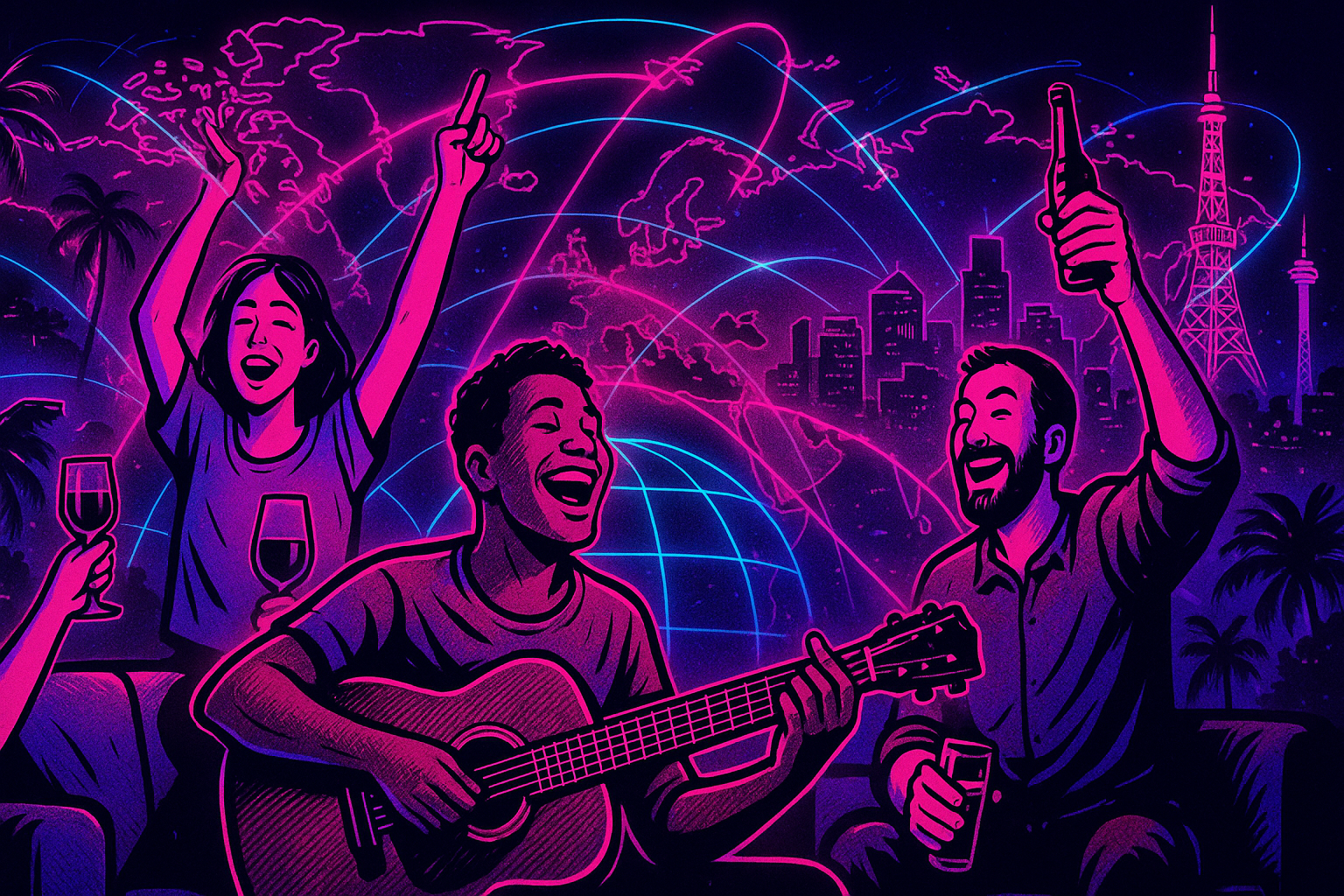 Des amis des quatre coins du monde réunis dans la même room AperoRoom, échange musical interculturel en direct